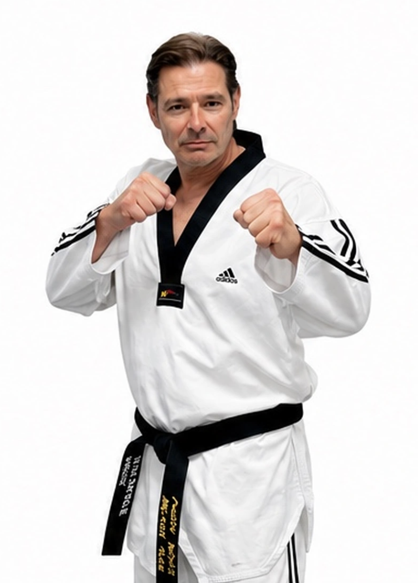 Master David Drezdoff in Taekwondo fighting stance
